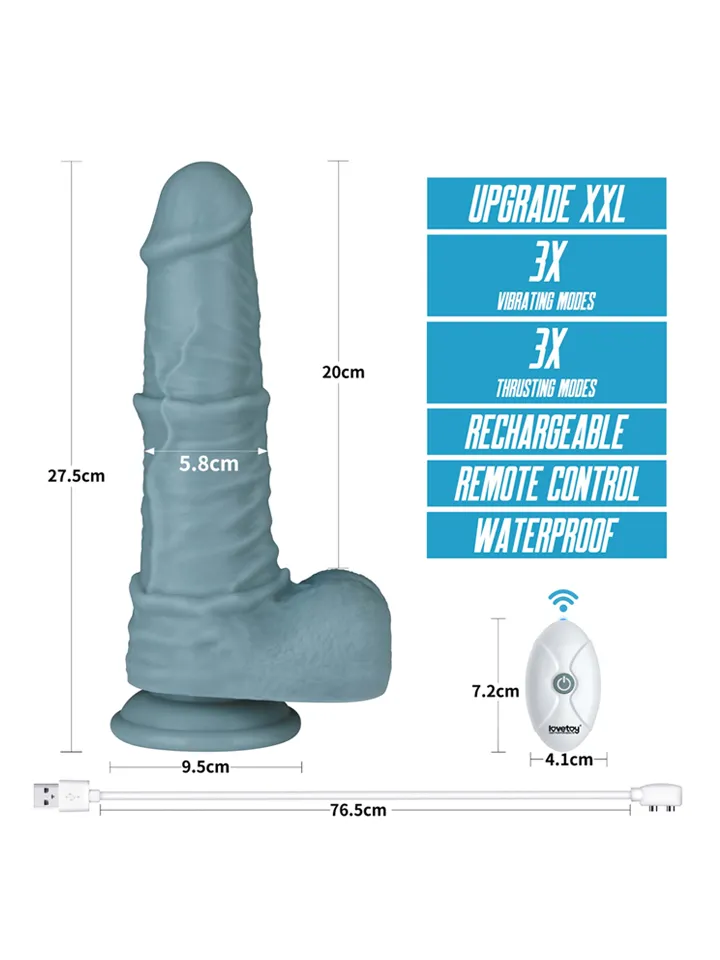 Thrusting & Vibrating Silicone Dildo 27,5 cm - Vibrating dilator 2 [full]
