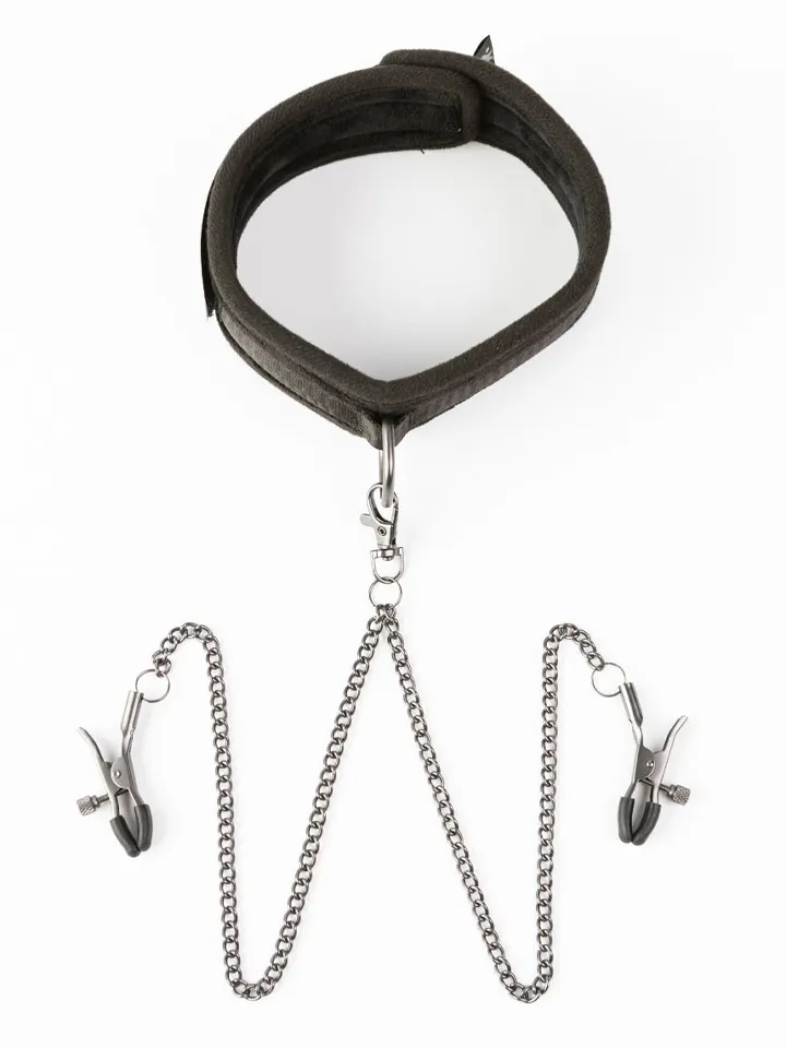 Twin Tweaks Velvet Collar With Nipple Clamps - Necklace with breast clips 2 [full]