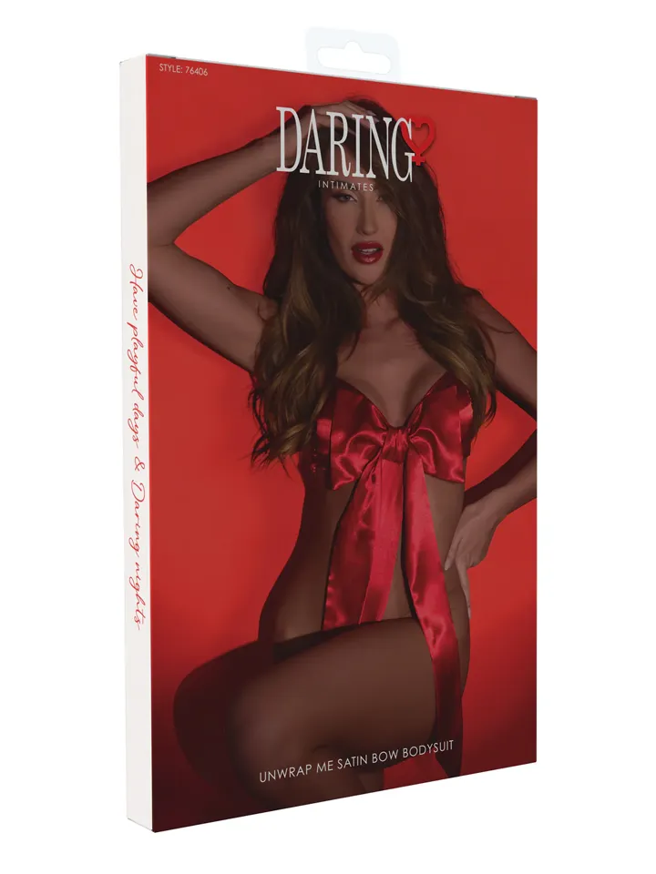 Unwrap Me Satin Bow Bodysuit Red - Body & Playsuits 3 [full]