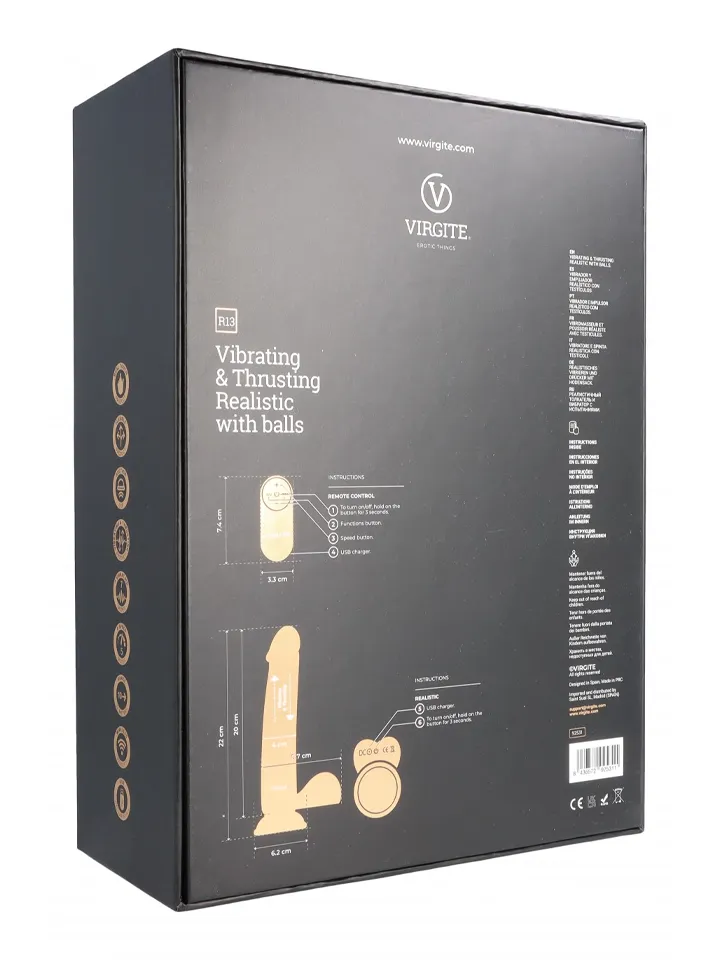 Up & Down Realistic Dildo With Remote 22 cm - Vibrating dildo 4 [full]