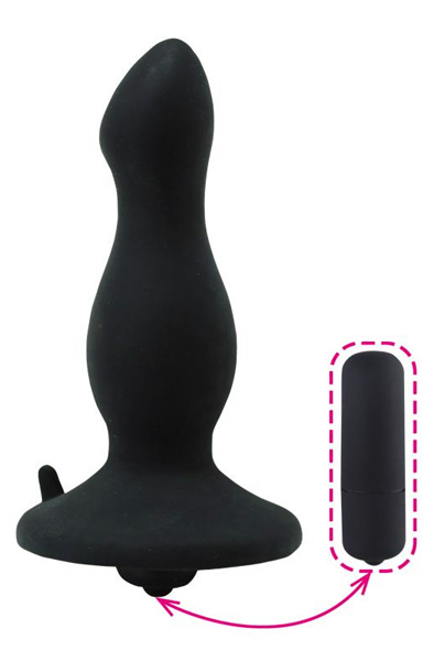 Vibrating Anal Bullet Black 10,5 cm - Vibrating anal plug 2