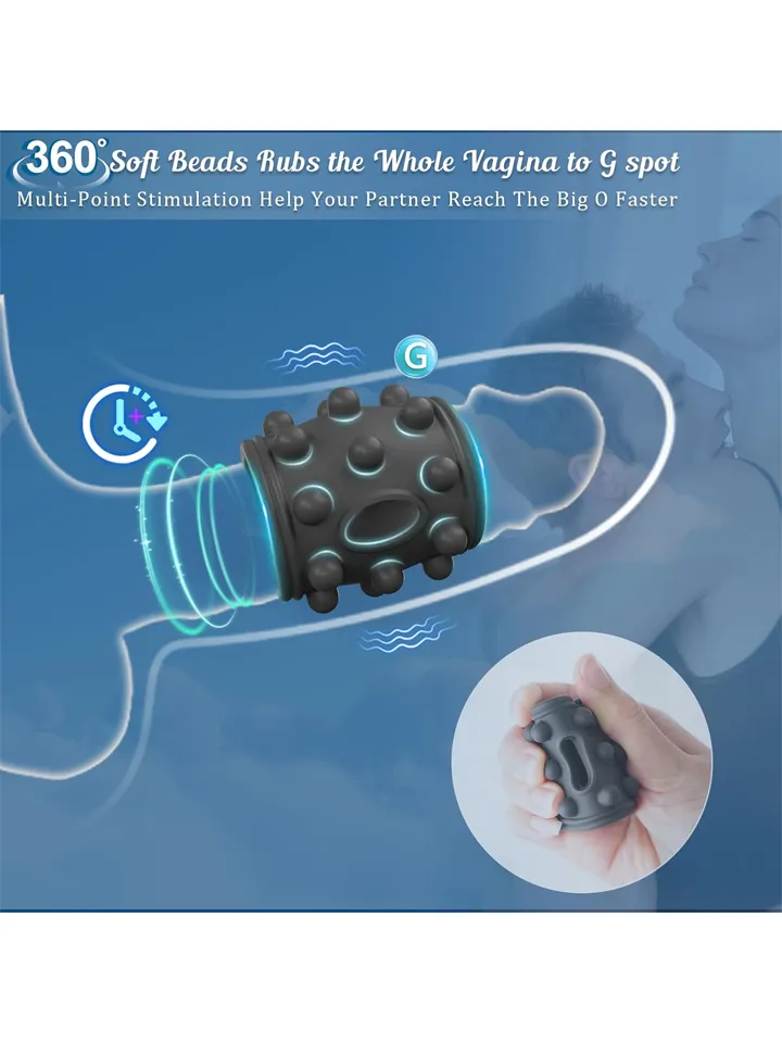 Vibrating Dotted Silicone Cock Sleeve - Vibrating penis extender 3 [full]