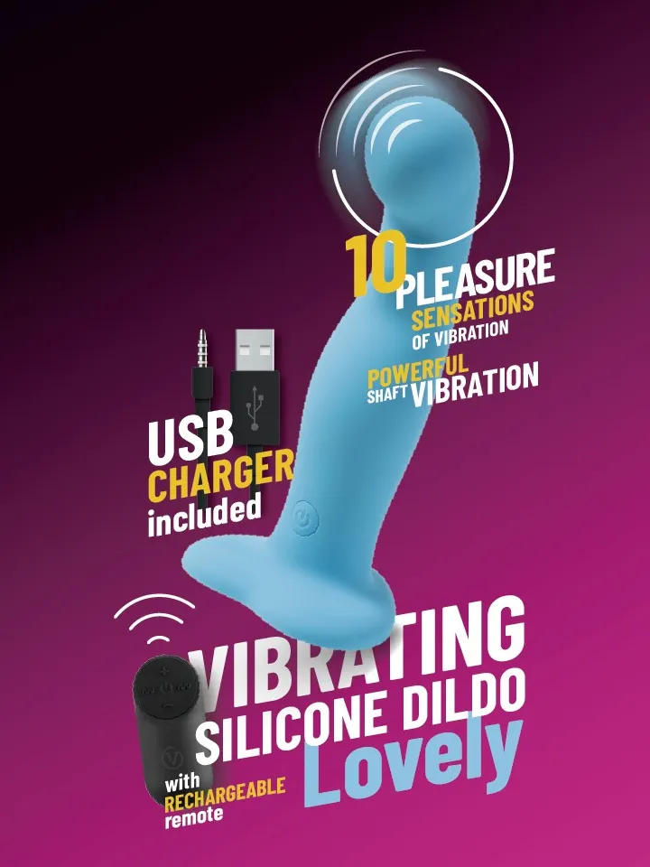 Vibrating Silicone Dildo With Remote Blue 18 cm - Vibrating dildo 1 [full]