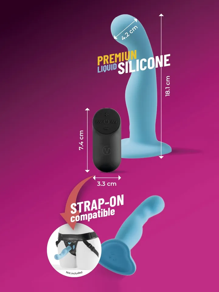 Vibrating Silicone Dildo With Remote Blue 18 cm - Vibrating dildo 2 [full]