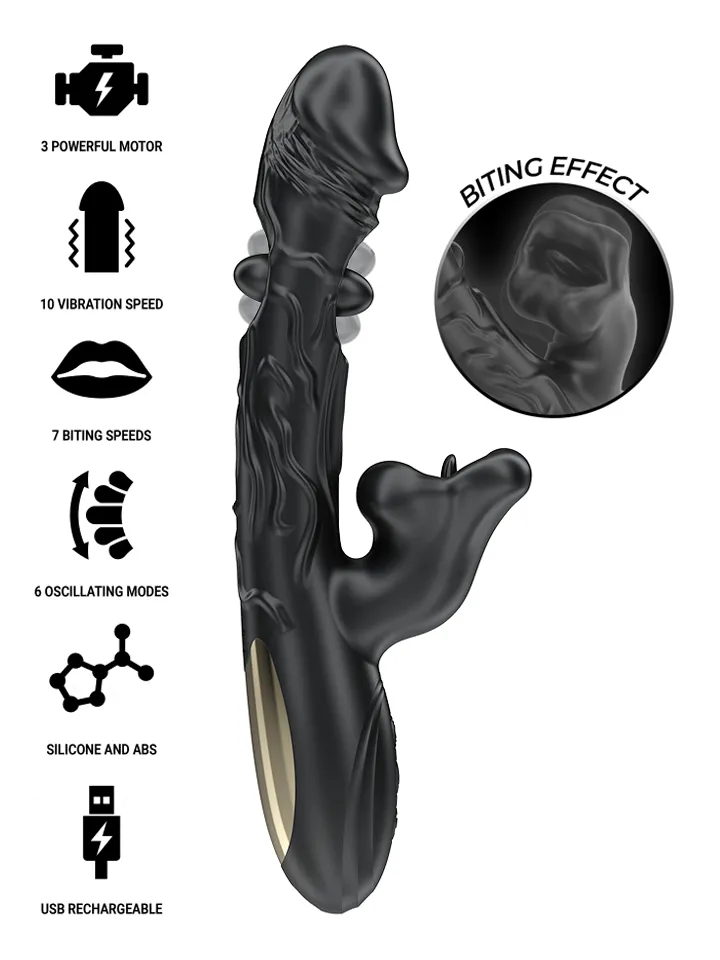 Vibrator & Clitoris Stimulator With Biting & Rotation - Rabbit vibrator with rotating tongue 1 [full]