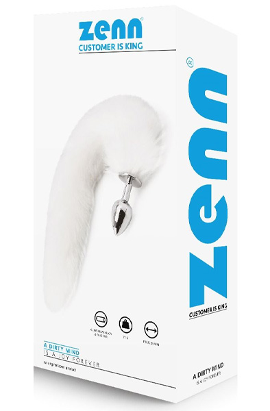 Zenn Deluxe Fluffy Fox Plug White - Animal tail anal plug 3